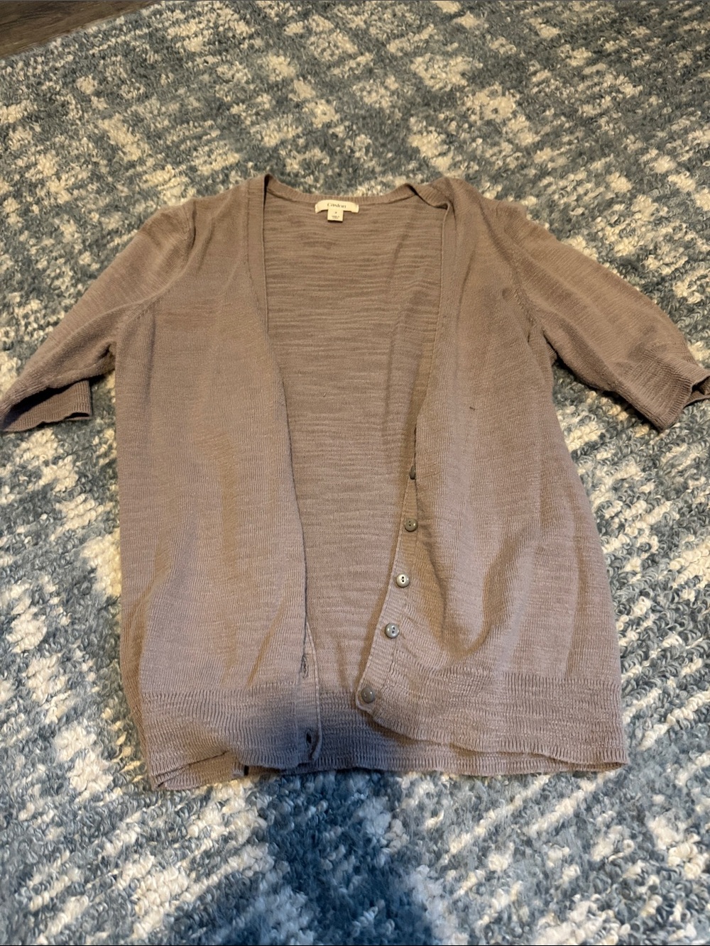 Caslon taupe brown short sleeve button cardigan
